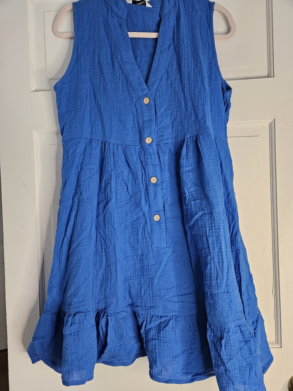 Cobalt Sleeveless Button-Front Midi Coverup,#240